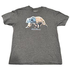 Eddie Bauer American Flag Grizzly Bear Shirt - Size M